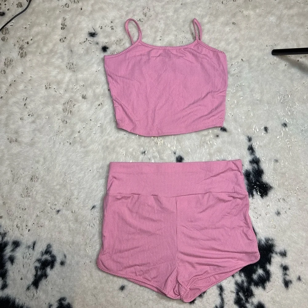 CAPELLA Ladies' Pink Ribbed Cami & Shorts Set - Picture 8 of 8